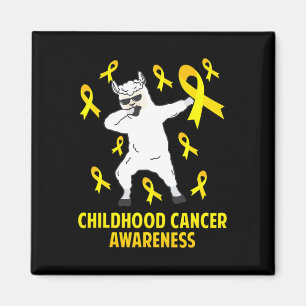 Cute Llama Dabbing Warrior Childhood Cancer Awaren Magnet