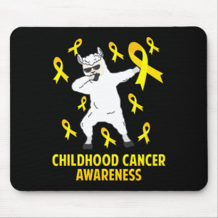 Cute Llama Dabbing Warrior Childhood Cancer Awaren Mouse Pad