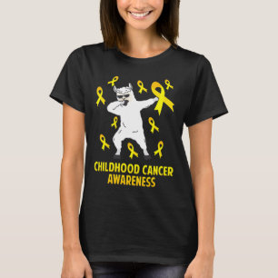 Cute Llama Dabbing Warrior Childhood Cancer Awaren T-Shirt