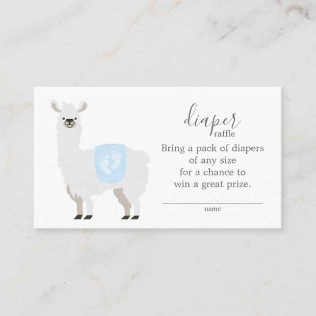 Cute Llama Diaper Raffle Ticket Baby Shower Enclosure Card (Front)