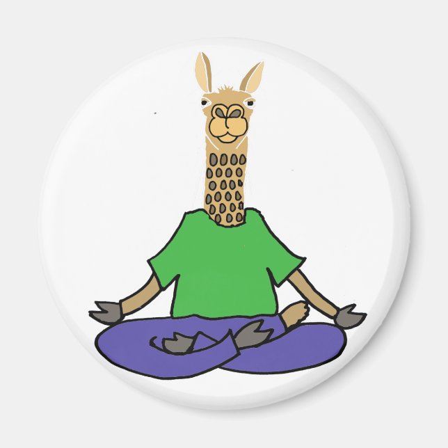 Cute Llama doing Yoga Cartoon Magnet (Front)