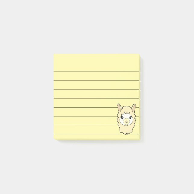 Cute Llama Drawing Lined 3x3 Post-it Notes (Front)