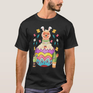 Cute Llama Easter Bunny Basket Eggs Easter Day 202 T-Shirt