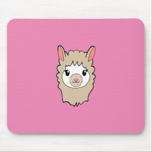 Cute Llama Face Drawing Mouse Pad