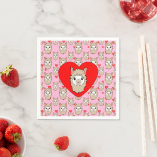 Cute Llama Face Drawing Napkin