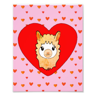 Cute Llama Face Drawing Photo Print