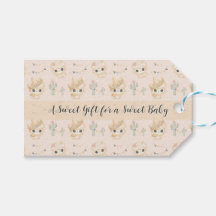 Cute Llama Fiesta Pattern Baby Shower Gift Tag