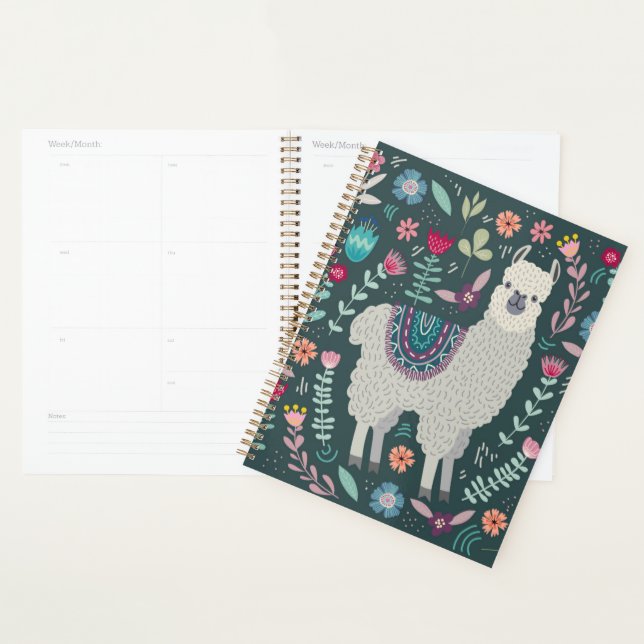 Cute Llama Floral Design Planner (Display)