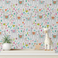 Cute Llama Flowers Girls Modern Kids Pattern