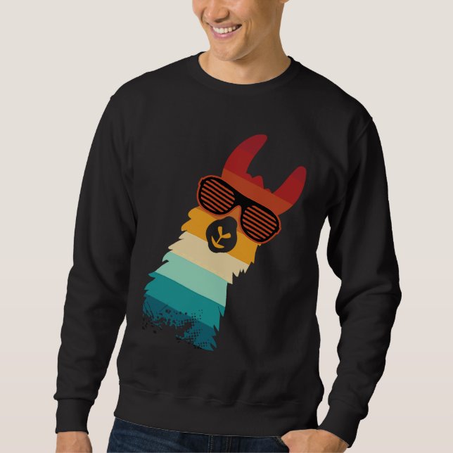cute llama for llama and alpaca  retro sweatshirt (Front)