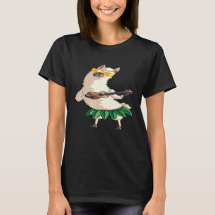 Cute Llama Hawaii Ukulele Hawaiian Guitar Player T-Shirt