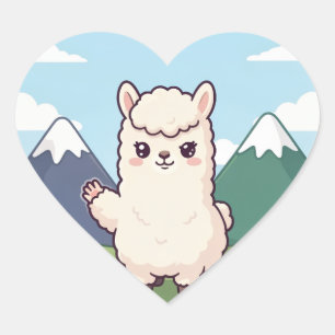 Cute Llama  Heart Sticker