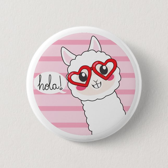 Cute Llama Hola 6 Cm Round Badge (Front)