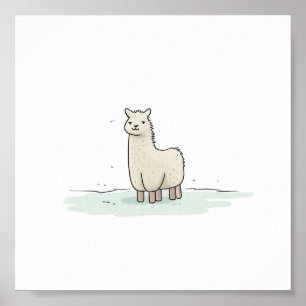 Cute Llama Illustration - Adorable and Calm Llama Poster