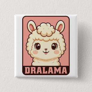 Cute llama illustration design 15 cm square badge