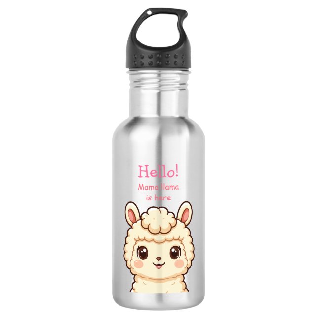 Cute llama illustration design 532 ml water bottle (Front)