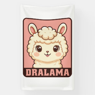 Cute llama illustration design banner