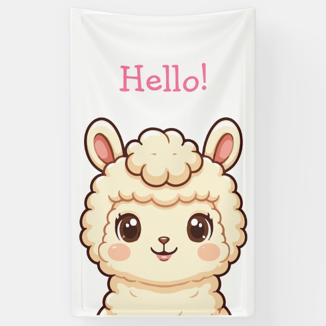 Cute llama illustration design banner (Vertical)