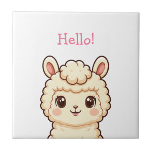 Cute llama illustration design ceramic tile