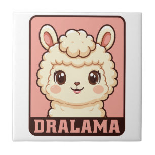 Cute llama illustration design ceramic tile