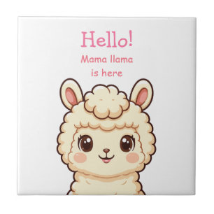 Cute llama illustration design ceramic tile