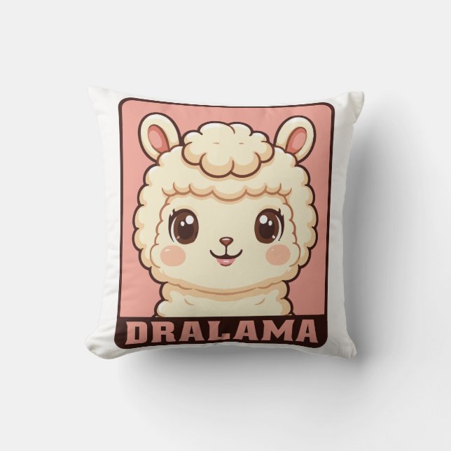 Cute llama illustration design cushion (Front)