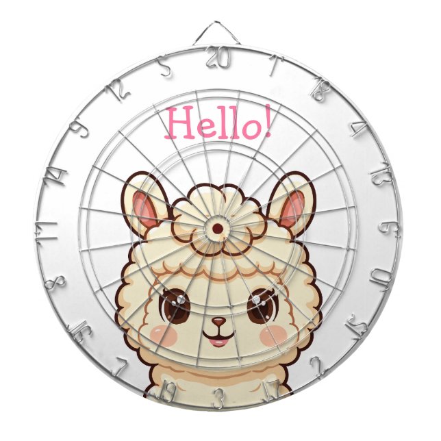 Cute llama illustration design dartboard (Front)