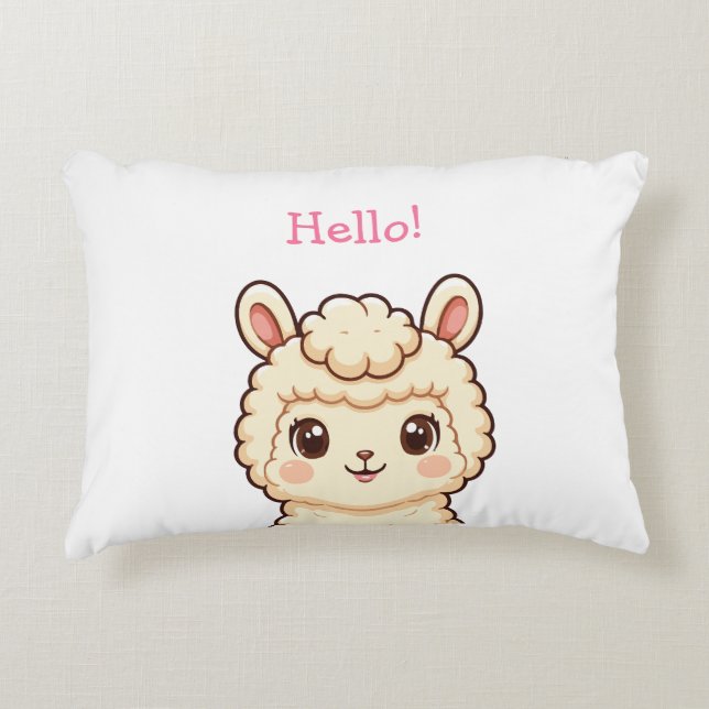 Cute llama illustration design decorative cushion (Front)
