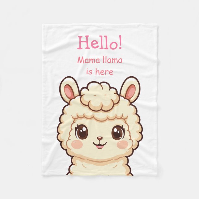 Cute llama illustration design fleece blanket (Front)