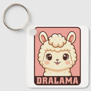 Cute llama illustration design key ring