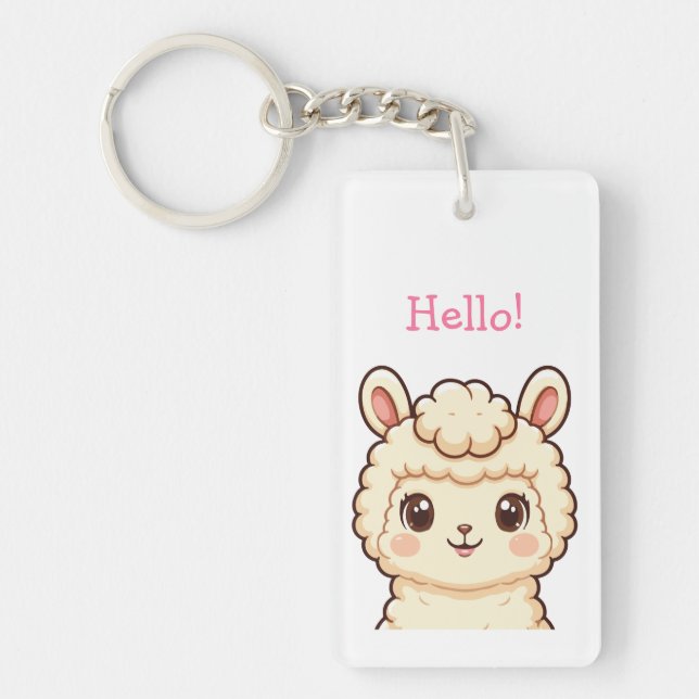Cute llama illustration design key ring (Front)