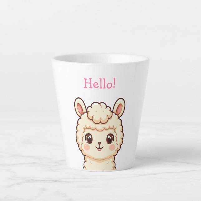 Cute llama illustration design latte mug (Front)