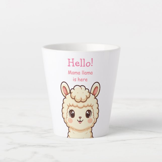 Cute llama illustration design latte mug (Front)