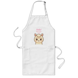 Cute llama illustration design long apron