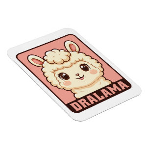 Cute llama illustration design magnet