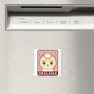 Cute llama illustration design magnet