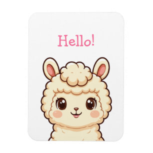 Cute llama illustration design magnet