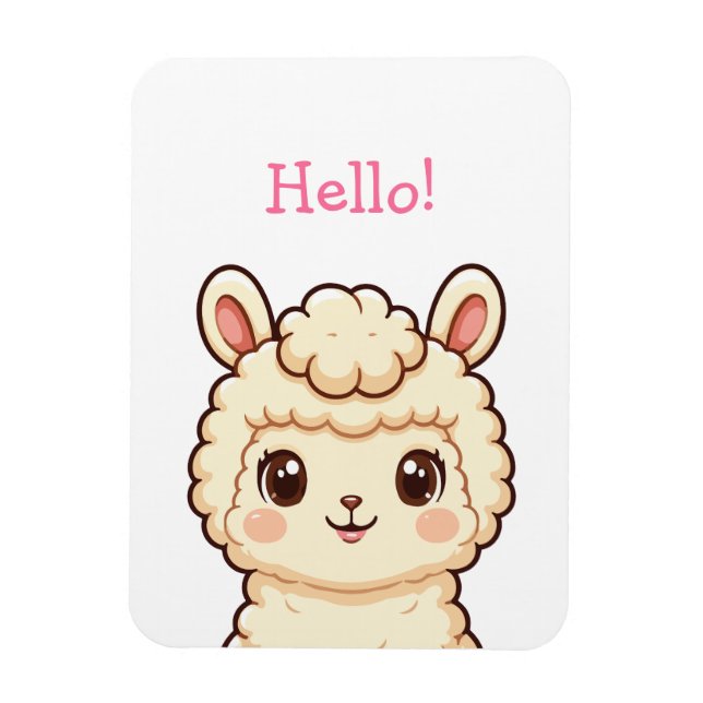 Cute llama illustration design magnet (Vertical)