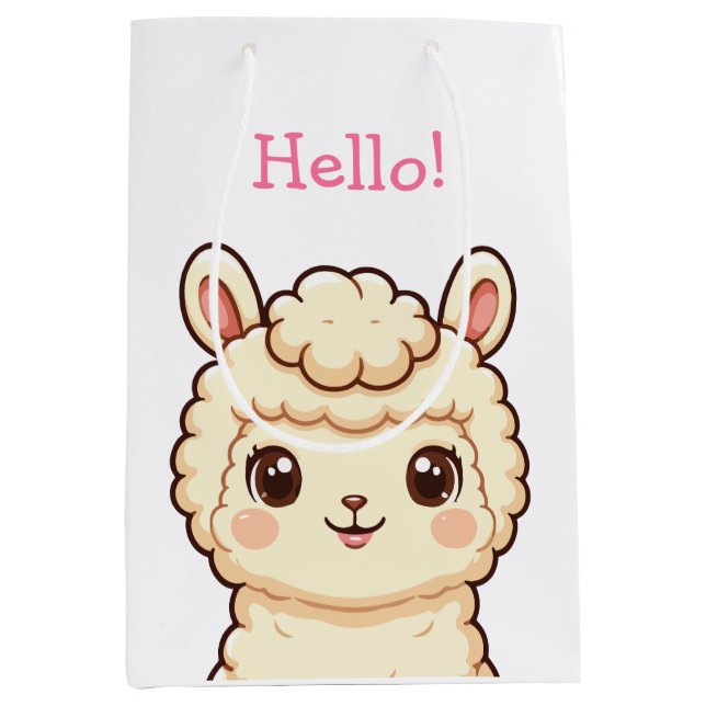 Cute llama illustration design medium gift bag (Front)