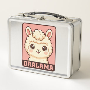 Cute llama illustration design metal lunch box
