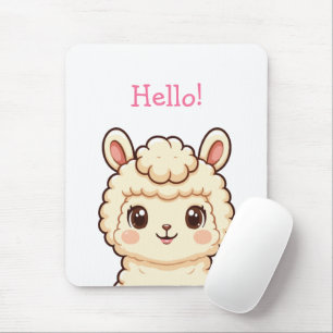 Cute llama illustration design mouse pad