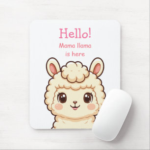 Cute llama illustration design mouse pad