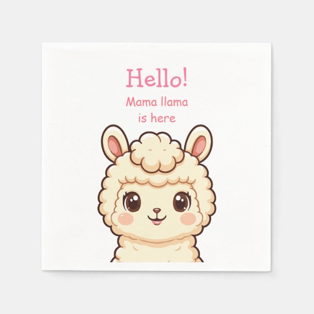 Cute llama illustration design napkin (Front)