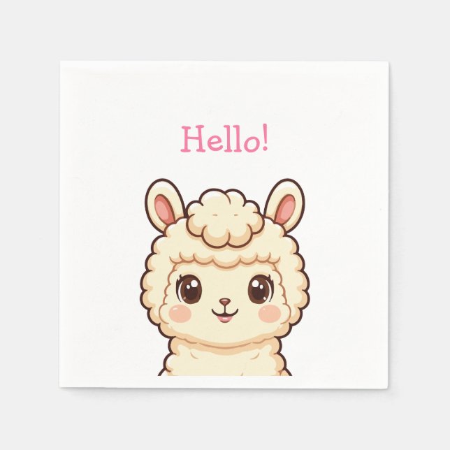 Cute llama illustration design napkin (Front)