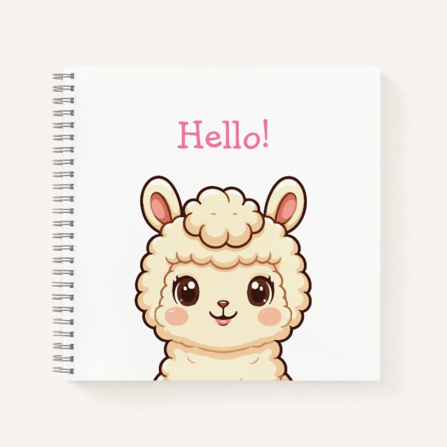 Cute llama illustration design notebook (Front)