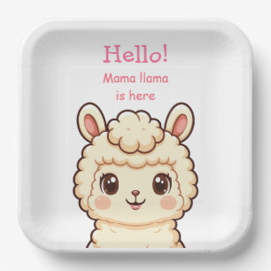 Cute llama illustration design paper plate