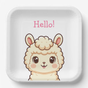 Cute llama illustration design paper plate