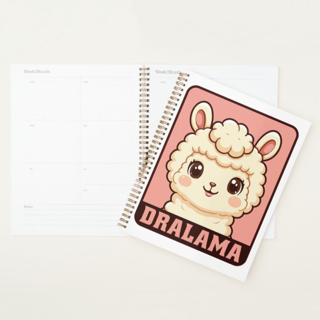 Cute llama illustration design planner (Display)