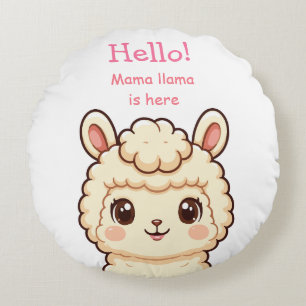 Cute llama illustration design round cushion