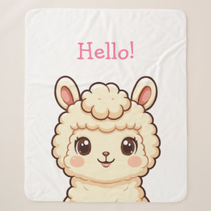 Cute llama illustration design sherpa blanket